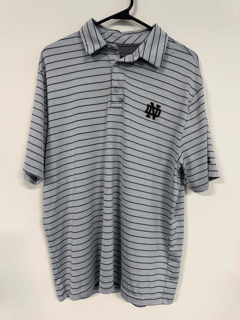 Under Armour Notre Dame Fighting Irish Striped HeatGear Polo Shirt Size Large